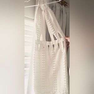 SABO SKIRT White Crochet Mini Dress – Size S – Halter Open Back